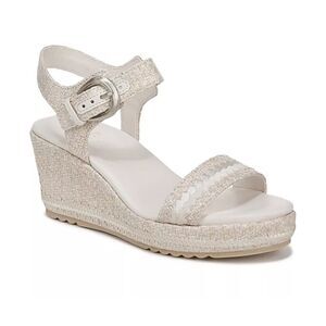 Naturalizer Women's Stella 4 Beige Raffia Embroidered Wedge Sandal Size 8.5